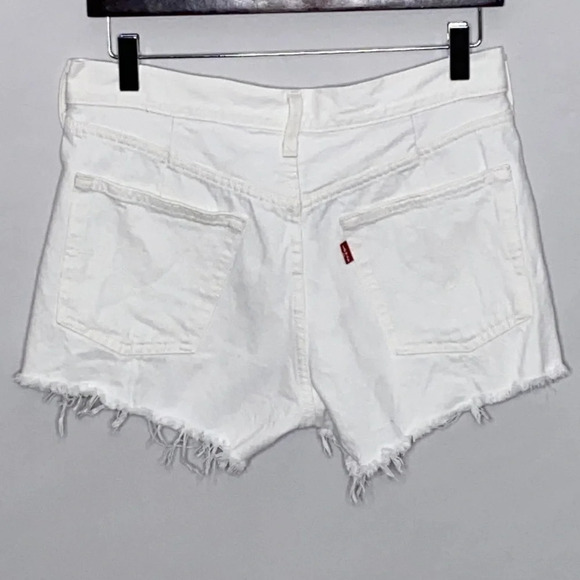 Levi's 501 Altered White Denim Zipper Shorts - 27 - Picture 3 of 10